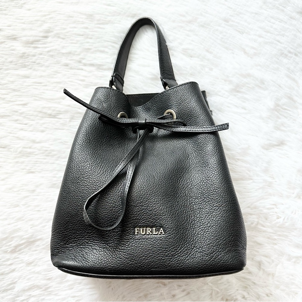 Furla Black Leather Bucket Bag